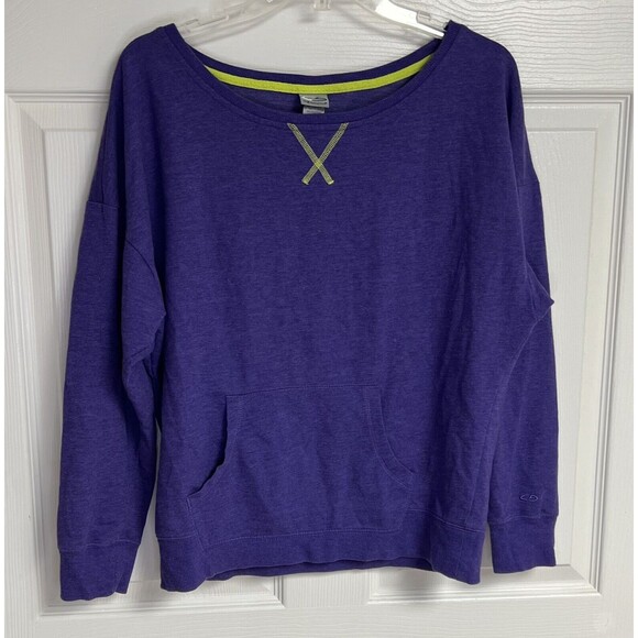 Lot 2 Womens Tank And Sweatshirt Blue Purple Green Workout Bike Pocket - Picture 3 of 14